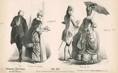 Second Half Of The Eighteenth Century (1750-1799) (Sweite Halfte des XVIII, Jahrhunderts)- Priest (Abbe), Servant Girl in a Sack Back Gown (Dienerin in der Contouche)-Dresses of 1780 (Tracht von 1780)