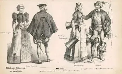 Last Third Of The Sixteenth Century (1567-1599) ( Letztes Drittel des XVI. Jahrhunderts)- German Townspeople(Citiziens) (Deutsche Burgertracht)- Maid Of Nuremberg (Nurnberger Magd)- Cart Driver (Fuhrknecht)