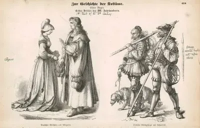 First Third Of The Sixteenth Century (1500-1533) (Erstes Drittel Des XVI Jahrhunderts)-German Scholar And Townswoman (Deutscher Gelehrter und Burgerin)-German Mountain Soldiers With Snow Shoes (Deutsche Gebirgsjager mit Schneereif)