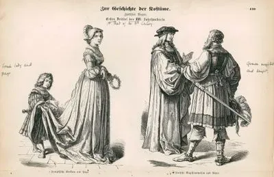 First Third Of The Sixteenth Century (1500-1533) (Erstes Drittel Des XVI Jahrhunderts)-French Noblewoman And Page ( Franzosische Edelfrau und Page)-German Magistrate and Knight (Deutsche Magistratsperson Und Ritter)
