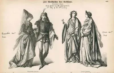 First Half Of The Fifteenth Century (1400-1449) (Erster Halfte des XV Jahrhunderts)- Burgundian Court Dress(Burgundische Hoftracht)- German Court Dress (Deutsche Hoftracht)