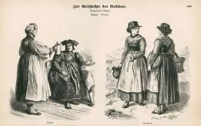 German Folk Dress in Bavaria (19.Century)-District Of Dachau and Rosenheim