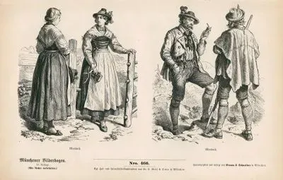 German Folk Dress in Bavaria (19.Century)-District Of Miesbach