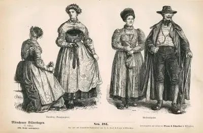German Folk Dress in Bavaria (19. Century)-  Bridesmaids in District Of Starnberg (Starnberg (Brautjungfern))- District Of Wolfratshausen