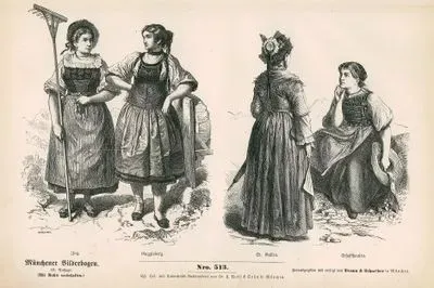 Swiss Folk Dress (19 Century)- District Of Zug And Guggisberg - District Of St.Gallen And Schaffhausen