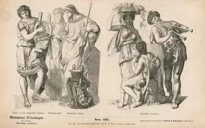 Ancient Greece- Olympic Victor (Sieger in den Olympischen Spielen), Priest of Bacchus ( Bacchuspriester), Greek King (Griechischer Konig)- Greek Country People (Griechische Landleute)