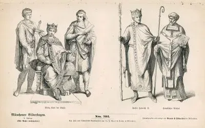 Tenth Century (X. Jahrhundert)- King Charles the Bald (Konig Karl der Kahle)- Holy Roman Emperor Henry II (the Saint) (Kaiser Heinreich II) and Frankish Bishop (Frankischer Bischof)
