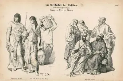 Egyptians and Moor,(Aegypter, Maayren)- Egyptian Priester (Agypten Priester) and Egyptian Commoners ( Frau und Mann aus dem Volke)- Moorish Prince (Maurische Fursten)