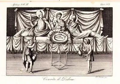 Convito Di Didone, Africa Vol.II. Tav.62. (Queen Dido Of Carthage's Banquet For Aeneas)