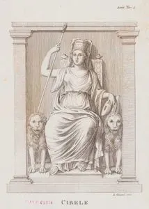 Cibele, Asia Tav I (Statue of the Earth Mother Goddess Cybele Seated on the Lion Throne With Her Scepter and Wall Crown)