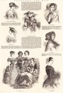 Paris Fashions For May (1850), Cironoline Hat For Opera, Straw Hats For Promenade, The Tullip Bonnet, Straw Bonnet, Lace Jacquette