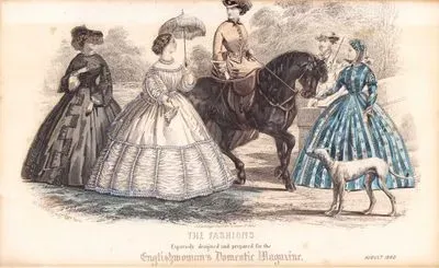 The Fashions, Expressly Designed Prepared For The Englishwoman's Domestic Magazine, August 1860