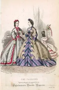 The Fashions, Expressly Designed Prepared For The Englishwoman's Domestic Magazine, No.45, January 1864