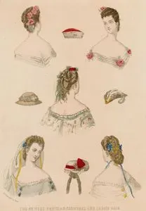 The Newest Parisian Coiffures And Ladies Hats,  Expressly Designed Prepared For The Englishwoman's Domestic Magazine