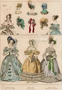 Chapeau En Velours, Robe En Velours d'Afrique- Bonnet En Tulle, Robe De Crepe Blanc-Coiffure En Crepe, Robe En Tulle Garnie de Blonde No.685
