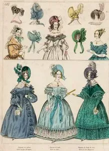 Chapeau En Velours, Robe En Gros De Naples- Chapeau En Satin, Robe En Crepe- Chapeau De Poult De Soie, Robe En Soie Damassee. No.687