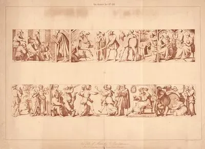 The Life Of Man By E.Bendemann, Mural Decoration in the Throne Room, Dresden, Nov. 18 1876