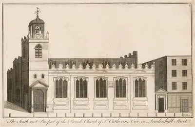 The South West Prospect Of The Parish Church Of St. Catherine Cree in Leadenhall Street