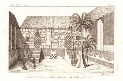 Parte Esterna Della Stanza Da Letto Del Re, Africa Vol.IV. Tav.75. (Exterior Of The King's Bedroom in Kumasi, Kingdom of Ashanti (Ghana))