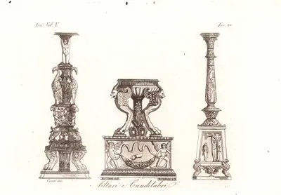 Altari E Candelabre, Eur. Vol V. Tav.30. (Roman Altar Candles)