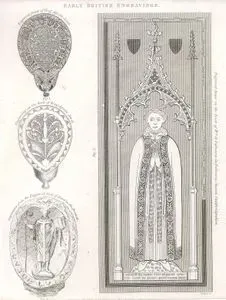 Early British Engravings-Fig.1.Engraved Front And Back Of King Alfreds Jewel, Fig.2.impression From The Engraved Seal Of Anselm
 The Primate Fig.3.Engraved Brass On The Tomb Of W. De Fulbourn in Fulbourn Church, Cambridgeshire