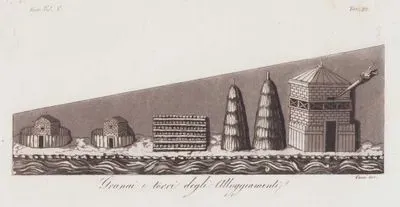 Granai e Torri Degli Alloggiamenti, Eur. Vol V. Tav.22. (Ancient Roman Housing, Barns and Towers from Trajan’s Column)