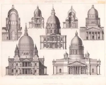 Architektur (Kuppelkirchen Europas -Domed Churches of Europe) 1. Invalidendom (Dome of the Church of the Invalides (Les Invalides), Paris) 2.-3. Kirche Sorbonne (Church of the Sorbonne) 4.-5. Kuppel der Genovevakirche (Pantheon) zu Paris (Dome of the Church of Saint Geneviève (the Pantheon), Paris) 6. Paulskirche zu London (St. Paul’s Cathedral in London) 7. Isaacskirche zu St. Petersburg (St. Isaac’s Cathedral in St. Petersburg)