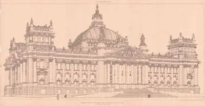 Imperial Houses Of Parliament, Berlin-Professor Paul Wallot, Architect, Exterior Perspective View