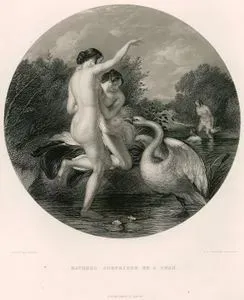 Bathers Suprised By A Swan