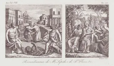 Riconciliazione di M.Lepido e di F.Flacco & c., Eur. Vol VIII. Tav.114. (Reconciliation of Marco Emilio Lepido and Fulvio Flacco)