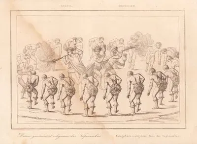Bresil, Danse Guerriere Et Religieuse Des Tupinambas-Brasilien, Kriegerisch Religioser Tanz Der Tupinambas (Warrior And Religious Dance Of The Tupinambas)