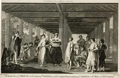 The inside View Of A House In The Island Of Ulietea, With An Elegant Represantation Of A Dance To 
The Music Of That Country
