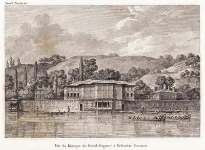 Vue Du Kiosque Du Grand Seigneur A Defterdar Bournou (Sultan's Mansion (Bebek Mansion) in Defterdarburnu)