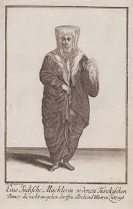 Eine Jüdische Macklerinn so Denen Türckischen-Dames Die Nicht Ausgehen Dürffen Allerhand Waaren Zutragt (Jewish Woman Merchant Selling Goods to Young Turkish Ladies Who Cannot Go Out