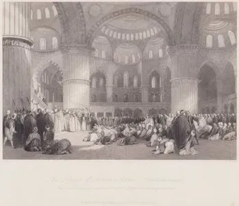 The Mosque of Sultan Achmet, Constantinople - The Sandiak Sheriff or Sacred Standard of the Prophet Being Displayed