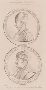Sultan Muhammed Khan-el-Fatyh (le Conquerant, vulgairement Mahomet II.)-1. Medaille par Jean Fricaudet 2. Medaille par Gentile Bellini