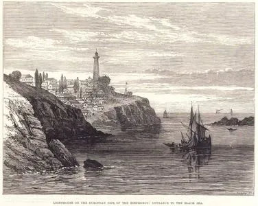 Lighthouse on European Side of the Bosphorus , Entrance To The Black Sea