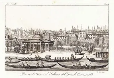 Presentazione Al Sultano Del Grande Ammiraglio (The Sultan (Padisah) Mahmud II. Saluting The Navy On The Expedition From The Yali Mansion (or Cebeciler Mansion))