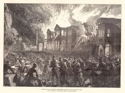 Burning Of The Turkish Goverment Offices At The Sublime Port