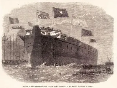 Launch Of The Turkish Ironclad Frigate Sultan Mahmoud, At The Thames Ironworks, Blackwall