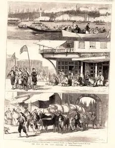 The War İn The East, Sketches At Constantinople- 1.Montenegrins Embarking For Their Own Country 2.Beating up Recruits 3.Baggage Waggons Leaving For 
The Front