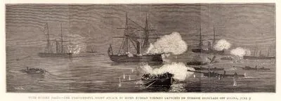 With Hobart Pasha, Unsuccessful Night Attack By Seven Russian Torpedo Launches On Turkish Ironclads Off Sulina, June 9