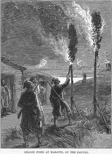 Sketches Of The War, Beacon Fires At Maratin, On The Danube