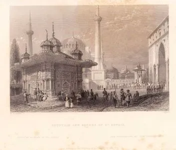 Fountain And Square Of St.Sophia, Constantinople-Fountaine et Place De Ste Sophie-Der Sophienplatz Mit Dem Sptingbrunnen