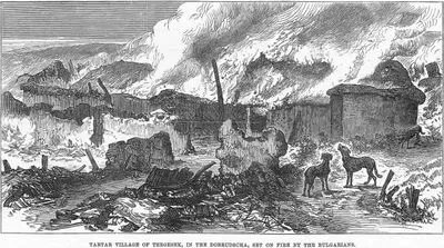 War Sketches-Tartar Village Of Tergesek, İn The Dobrudscha, Set On Fire By The Bulgarian