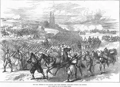 The War, Retreat Of The Turkish Army From Tersenek, Artillery Coverig The Retreat