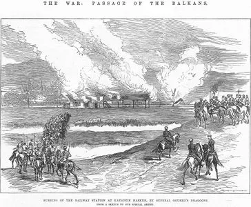 The War, Passage Of Balkans, Burning Of The Railway Station At Kayadzık Haskioi By General Guorko's Dragoons