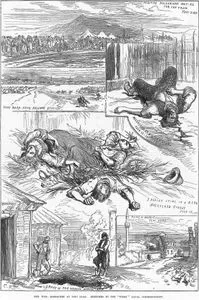 The War-Massacres At Yeni Zara-Fugitive Bulgarians Waiting For The Train, Yeni Zara-Yeni Zara From Railway Station-Massacred At His Own Door, July 15 1877-
3 Bodies Lying in A Barn Massacred Sunday july 15 1877--Grave Of The Woman Monin- Ruins Of Mosque Yeni Zara