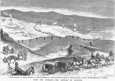 With The Russians-The Capture Of Kezanlık-1.Russian Cavalry 2.Russian Artillery 3.Russian Riflemen 4.General Gourko And Staff 5.Russian Artillery 6.7.Turkish 
Riflemen 8.Kezanlik