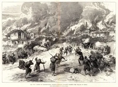 The War, Battle of Karahassankoi, 30 August, Turkish Infantry Storming The Village of Kizila
